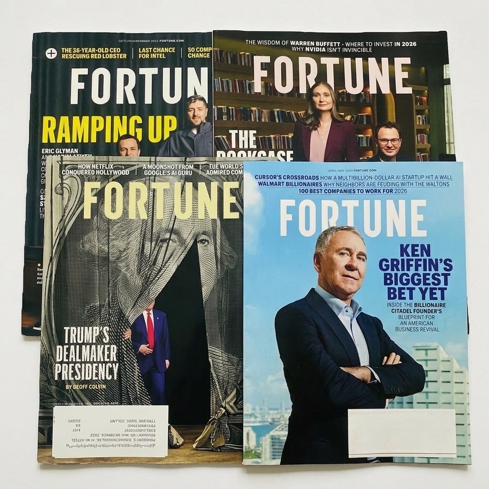 Lot of 4 Fortune Magazine Collectible 2025 2026 Finance AI Business Money Entrep